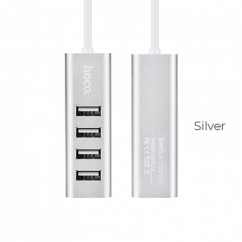 USB 2.0 HUB Hoco HB1 4 порта, серебристый
