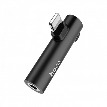 Переходник Hoco LS21, Apple Lightning - mini jack 3.5 mm, черный