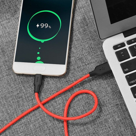 Кабель Hoco X21 Silicone, USB - USB Type-C, 1 м, красный