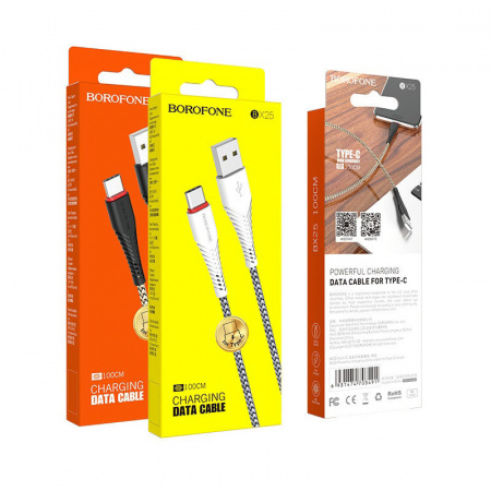 Кабель Borofone BX25, USB - USB Type-C, 1 м, белый