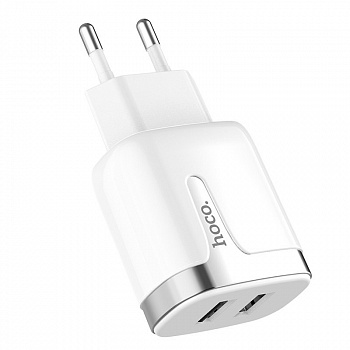 Сетевое зарядное устройство Hoco C64A, 2 USB, 2.1А, белый